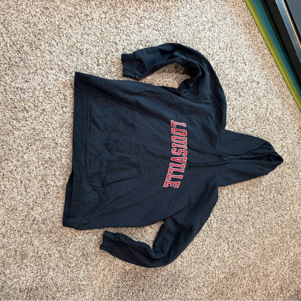 Black Louisville Hoodie with Red Lettering